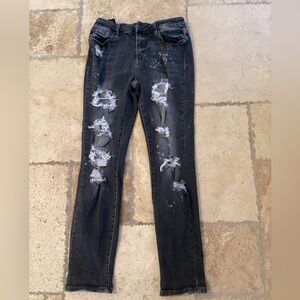 Judy Blue Jeans Womens 7/28 Black Gray Boyfriend Fit Distressed